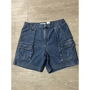 Vintage Columbia Shorts Mens 34 Safari Cargo Pocket Denim 100% Cotton Blue